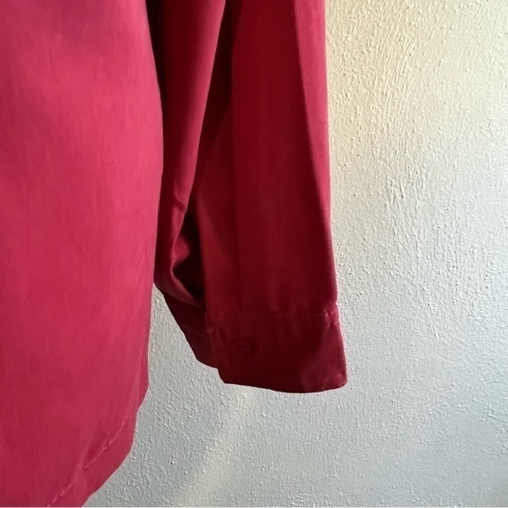 Dusty rose button-down blouse, Size 10. 100% polyester. EUC. Unknown brand. - Picture 4 of 5